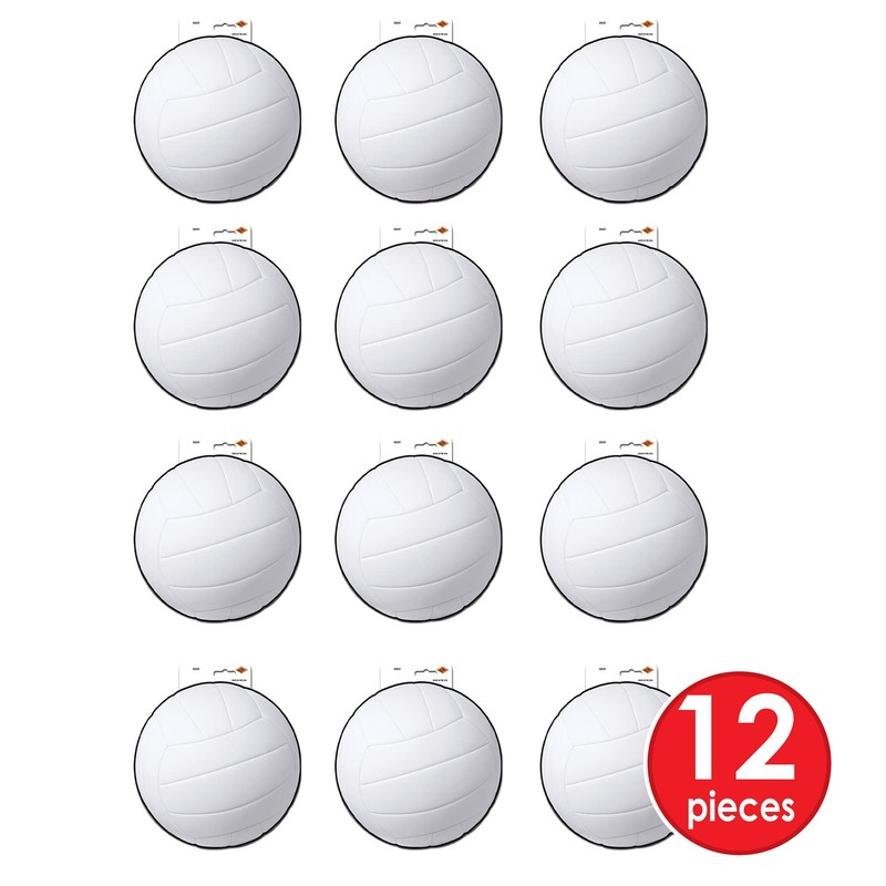 Beistle, 12 Piece Volleyball Cutouts, 13.5'' (White/Black)
