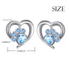 Pet Earrings 925 Sterling Silver Cute Blue Heart CZ Cat