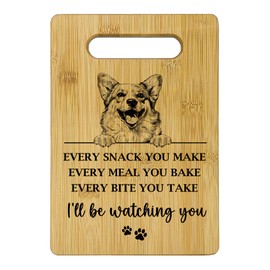 Qeheb Bamboo Corgi Cutting Boards - Every Meal Every Bite Decorative Kitchen Dog Mom Gifts
