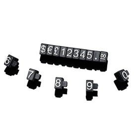 Boxonly 10PCS Adjustable Removable Cube Price Tag Display Kits, 3x5mm £ € $ Digital Price Tag, Metal Price Label Tag, Pricemarker Labels, Arabic Number Price Display Board, Transparent Base Black Word