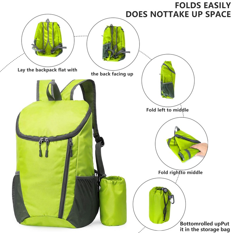 Yoolly Lightweight Foldable Backpack, Small Hiking Rucksack, Waterproof Packable Backpack
