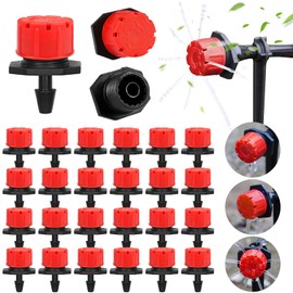Pack of 400 Irrigation Droppers, EBANKU 1/4 Inch Irrigation Sprinkler Adjustable, Micro Flow Drip Irrigation Dripper Head, Garden Irrigation Micro Drip Irrigation System (Red)