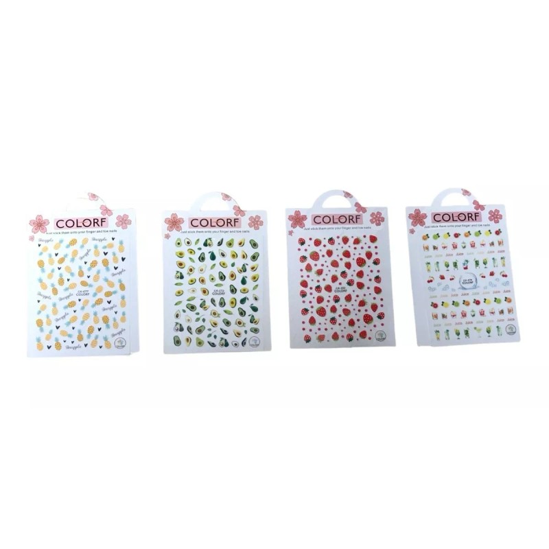 COLORF +1200 Stickers Para Uñas Calcomanías 12 Pzas Pegatinas