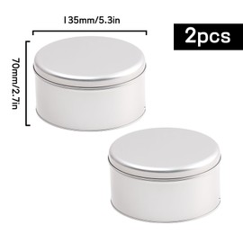 EAZHOP 2 Round Metal Jars, Tea Canisters Container for Loose Tea with Airtight Small Tin with Lid Metal for Storing Tea, Coffee, Sugar, Herbs and Spices, Silver