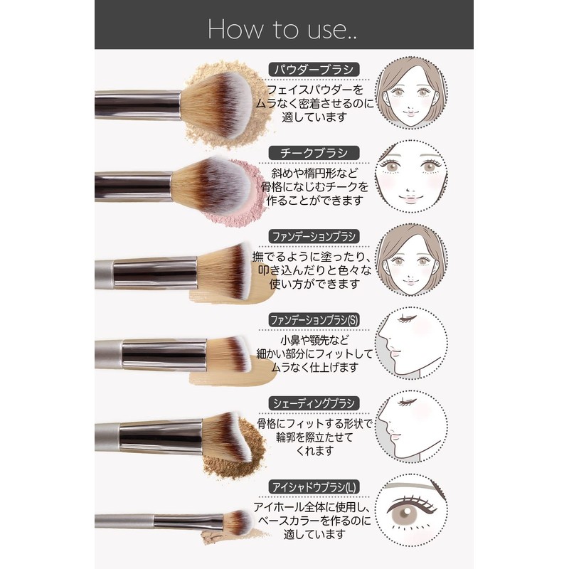 Frepice Makeup Brushes, Set of 10, Powder Brush, Concealer Brush,