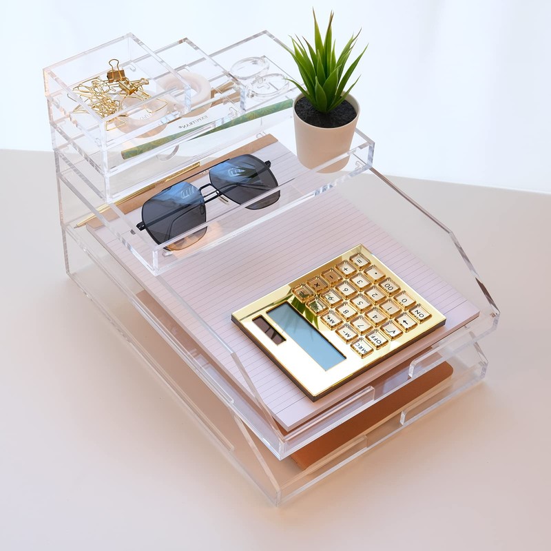 EXPUTRAN Acrylic Calculator with Stand, Battery and Solar Hybrid Powered
