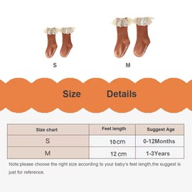 HXQLXGT 4 Pairs Spanish NewBorn Baby Girl Socks Cotton Knee High Stockings Lace-Tirmmed Ruffled Cute Princess Socks (1-3 Years, 4 Colors Set)
