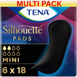 Tena Silhouette Noir Pads Mini - 6 Packs of 18