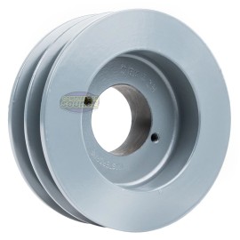 Cast Iron 5" Dual Groove Pulley 2 Belt B Section 5L with 1-3/8" Sheave Bushing