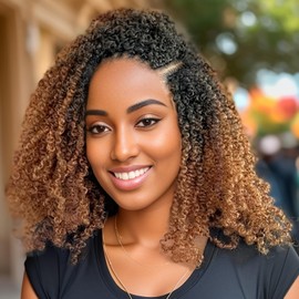 210 Strands Yanky Twist Crochet Hair Pre Looped 14 Inch Pre-twisted Fluffy Curly Crochet Braiding Hair Long Senegalese Twist Braids Brown Blonde Ombre Bohemian Marlybob Crochet Braids for Black Women