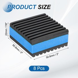 PATIKIL Rubber Anti Vibration Pads, 8 Pack Square EVA Vibration Isolation Mats for HVAC System Air Conditioner Air Compressor Washer Dryer, Black/Blue (2" x 2" x 7/8")