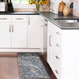 Laura Ashley – Anti-Fatigue Kitchen Mat | Vanessa Paisley Design | Stain, Water & Fade Resistant | Cooking & Standing Relief | Non-Slip Backing | Measures 17.5” x 48"| Blue Vanessa