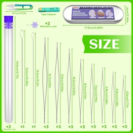 UOOU 32 Pcs Beading Needles Set, 8 Sizes Big Eye Seed Bead Needles,Twist Beading Needles, Jewelry Making Supplies Beading Needle for Jewelry Making