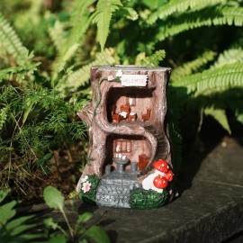 Solar Powered Resin Lamp with Mushroom Decor,LED Light up Fairy Cottage for Garden Pathway, Magical Night Light for Outdoor YardColor: As picture, Size: One Size