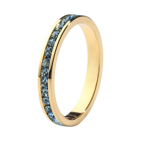 Muses Art Design Birthstone Eternity Band Ring 18K Gold (Channel