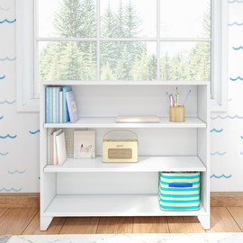 Max & Lily Classic 3-Shelf Bookcase, Solid Wood Bookcase for Kids Bedroom/Playroom, White