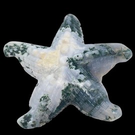 Druzy Tree Agate Starfish Bead | 61x57x11mm | White, Green | Starfish | 1 Bead |for Jewelry Making