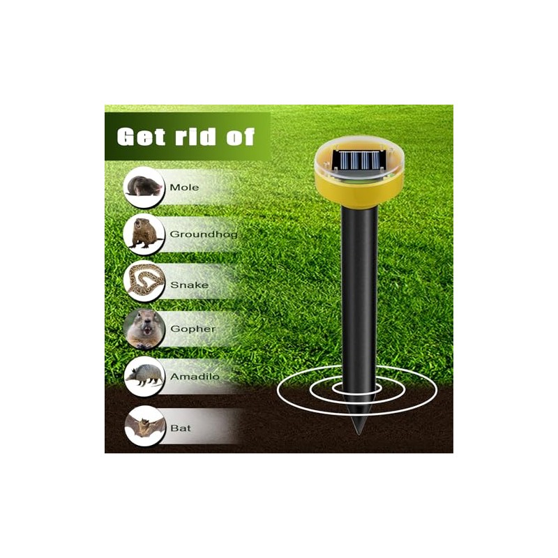 Snake Repellent for Yard 10 Pack, Ultrasonic Mole Repellent,Solar Powered