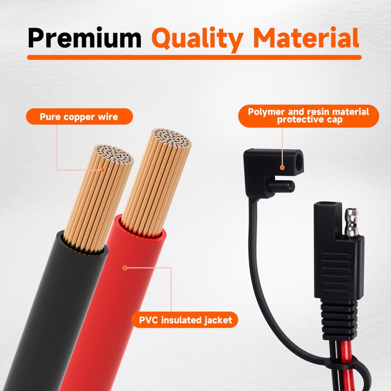 12 Inch 14AWG SAE Y Splitter 14 AWG 14 Gauge