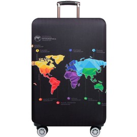 MosaiRudo Thicker Luggage Cover Elastic Suitcase Cover Protector Fits 18-32 Inch Suitcase Travel Accessories (Abstract Map, S)