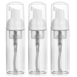 3 Pack Foam Pump Bottle Travel 60 ml/2 oz Small Size Mousse Foaming Soap Dispenser, Clear Plastic Foam Soap Dispenser Mini Empty Refillable Pump Containers (Transparent)