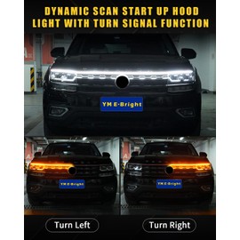 Sequential Turn Signal Led Light Strip Dynamic Scan Start Up Hood Lights Flexible DRL Daytime Running Light for Car,Truck,SUV,Dual Color Amber White Flowing Switchback 12V 47inch /1.2M (1Set)