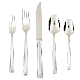 FORTESSA Doria 18/10 Stainless Steel Flatware, 5 Piece Place Setting With Table Knife, Forks and Spoons (Service For 1), Dishwasher Safe, Polished