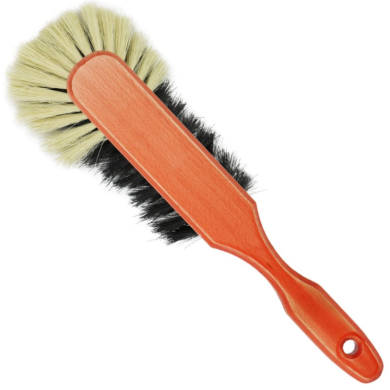 com-four® 2x Wooden hand broom - Hand broom with horsehair