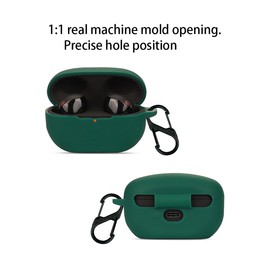 QWYJ for Sony WF-1000XM5 Case Carcasa Protectora de Silicona, para Sony WF-1000XM5 Funda de Carga Portátil con Mosquetón Llavero Anti-perdida (Verde Oscuro)