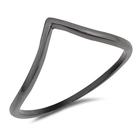 Black-Tone Chevron Pointed V Shape Ring New .925 Sterling Silver Band Size 12