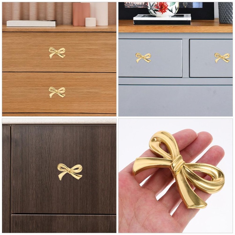 DOITOOL Brass Bow Shape Cabinets Knobs Gold Drawer Pulls Decorative
