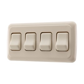 American Technology Components Quad SPST On-Off Switch with Bezel, 12-Volt, for RV, Trailer, Camper (Almond)