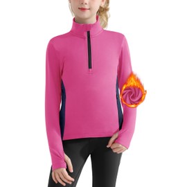 MIVEI Girls Equestrian Horse Riding Shirts - Long Sleeve Fleece Winter Quarter Zip Pullover Ice Skating Jacket Sweatshirts