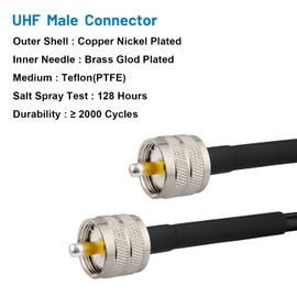 XRDS-RF PL-259 Male CB Coax Cable 10ft, 50 ohm RG8X PL-259 UHF Male Low Loss Coaxial Cable for HAM & CB Radio, Antenna Analyzer, Dummy Load, AIS Antenna, SWR Meter