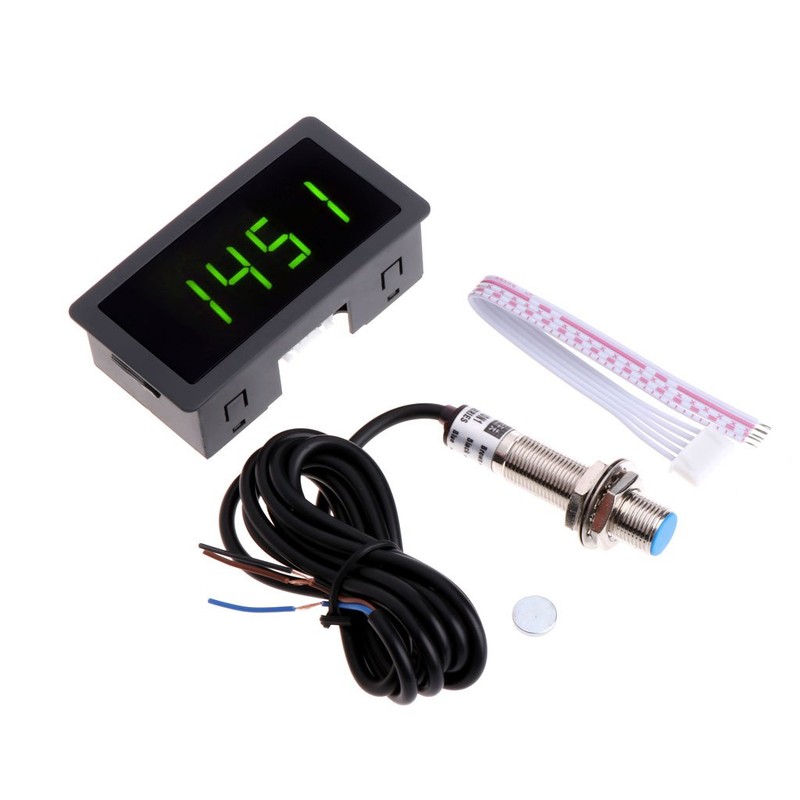 JAGTRADE Speedometer 4 Digital LED Tachometer Speed Meter+Proximity Sensor 12V