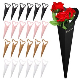 Colodeol 24 Pack Flower Bouquet Bags Heart Box Single Flower Sleeves Love Floral Paper Gift Bags for Mother's Day Wedding Graduations