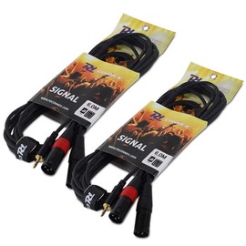 Electromarket PD Connex Dual XLR Male to 3.5mm Stereo Jack Audio Cable 6m (Pair) – Professional Mobile DJ Mixer MP3 Connector Leads, Durable Metal Connectors, Flexible Audio Signal Cables