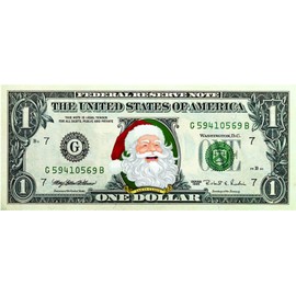 Merrick Mint Santa Claus Stocking Stuffer $1 Bill Original Santa Bucks | Genuine U.S. Santa Currency | with Xmas Red Display Case
