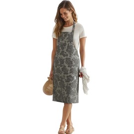 SeedBySea Vintage Classic Gingham Apron for Women with 2 Pockets Cross Back Cotton Blend for Cooking Baking Gardening (Green/Roise)