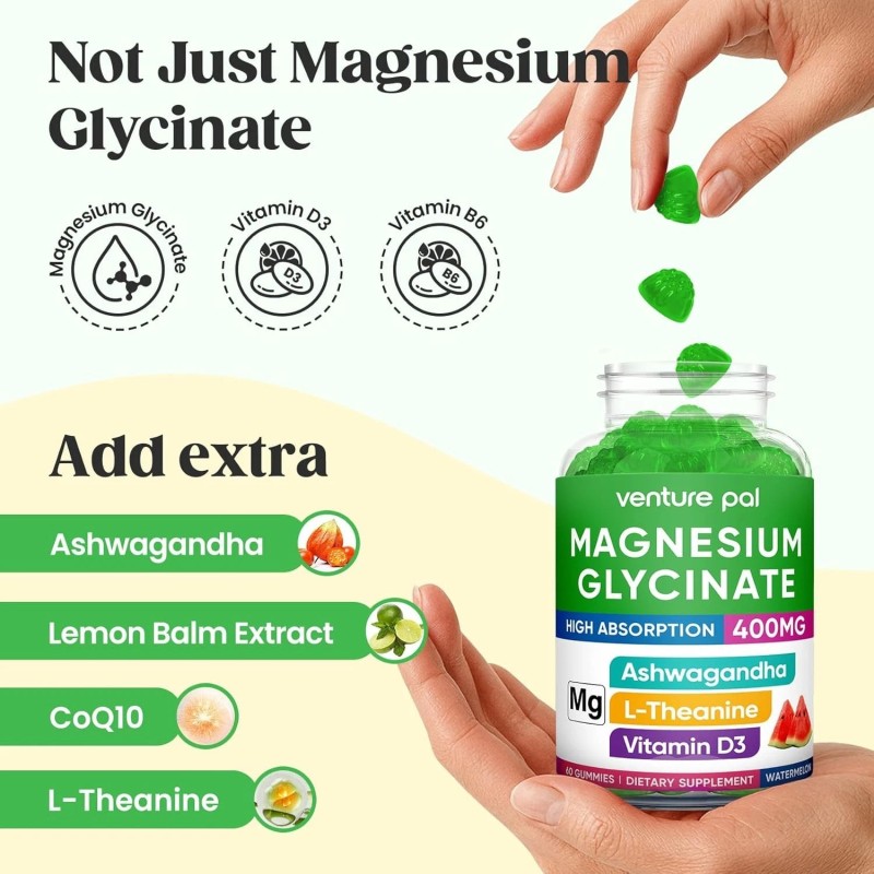 Venture Pal 60 Day Supply Magnesium Glycinate 400mg Gummies with