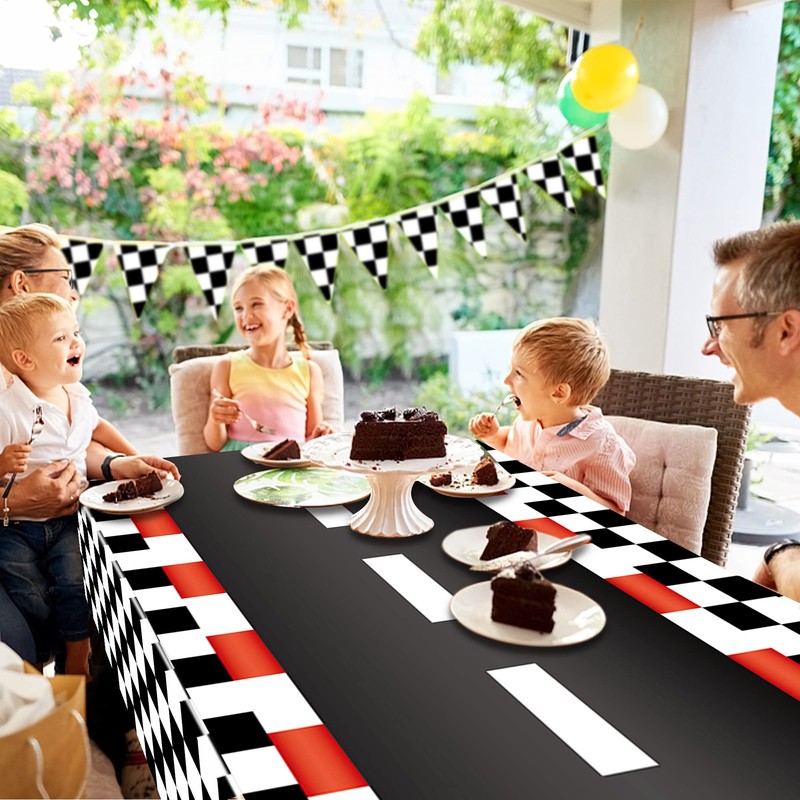 2 PCS Racing Car Plastic Tablecloths Car Theme Disposable Party