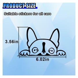 Boston Terrier Dog Peeking Car Sticker, 6 Inch Car Window Decal, Clear PET Decoration Sticker for Car, Truck, Bumper, Mirror, Laptop, Water Bottle (Black)