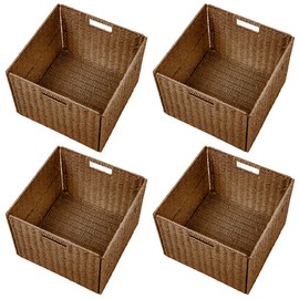 Trademark Innovations Foldable Storage Basket, 12"L x 12"W x 12"H, Brown, 4 Pack