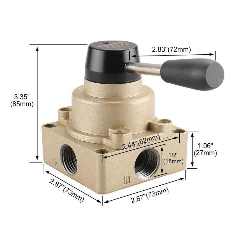 Baomain Rotary Lever Hand Valve HV-04 PT1/2 Air Flow Control