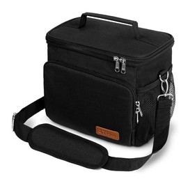 Tiblue Insulated Lunch Bag for Women/Men - Reusable Lunch Box for Office Work School Picnic Beach - Leakproof Freezable Cooler Bag with Adjustable Shoulder Strap for Kids/Adult(Medium,Black)