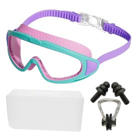 Children's Swimming Goggles 5 Piece Set with Diving Goggles, Nose Clip and Ear Plugs, Anti-Fog and Leak-Proof for Swimming Pool and Beach, 3-15 Years