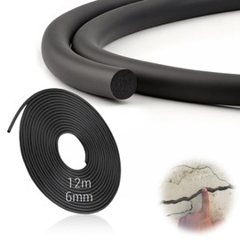 TXXATX Joint Sealing Cord EPDM Joint Filling Profile Diameter 6 mm Foam Rubber Seal 12 m Joint Cord Seal Foam Round Cord Black Sealing Cord for Joints Joint Tape for Doors Windows Walls and Ceilings