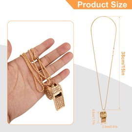 Easecos Bling Metal Whistle with Chain, Shining Rhinestone Whistle Necklace with Detachable Case for Coaches, Referees, Teachers, Sports Competition, Training (Golden)