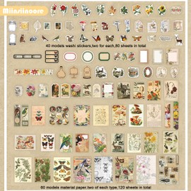 400 Pieces Vintage Scrapbook Stickers, Scrapbooking Supplies Kit, Scrapbook Stickers for Journaling Notebook DIY Scrapbook Decor Notebooks Album Collage Diary Scrapbooking Journaling Supplies