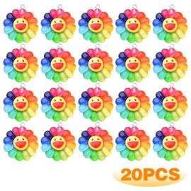 20pcs Colorful Sunflower Charms Resin Rainbow Smiling Face Flower Pendants Sunflower Beads Charm Collection Crafts for DIY Bracelet Necklace Earring Jewelry Making
